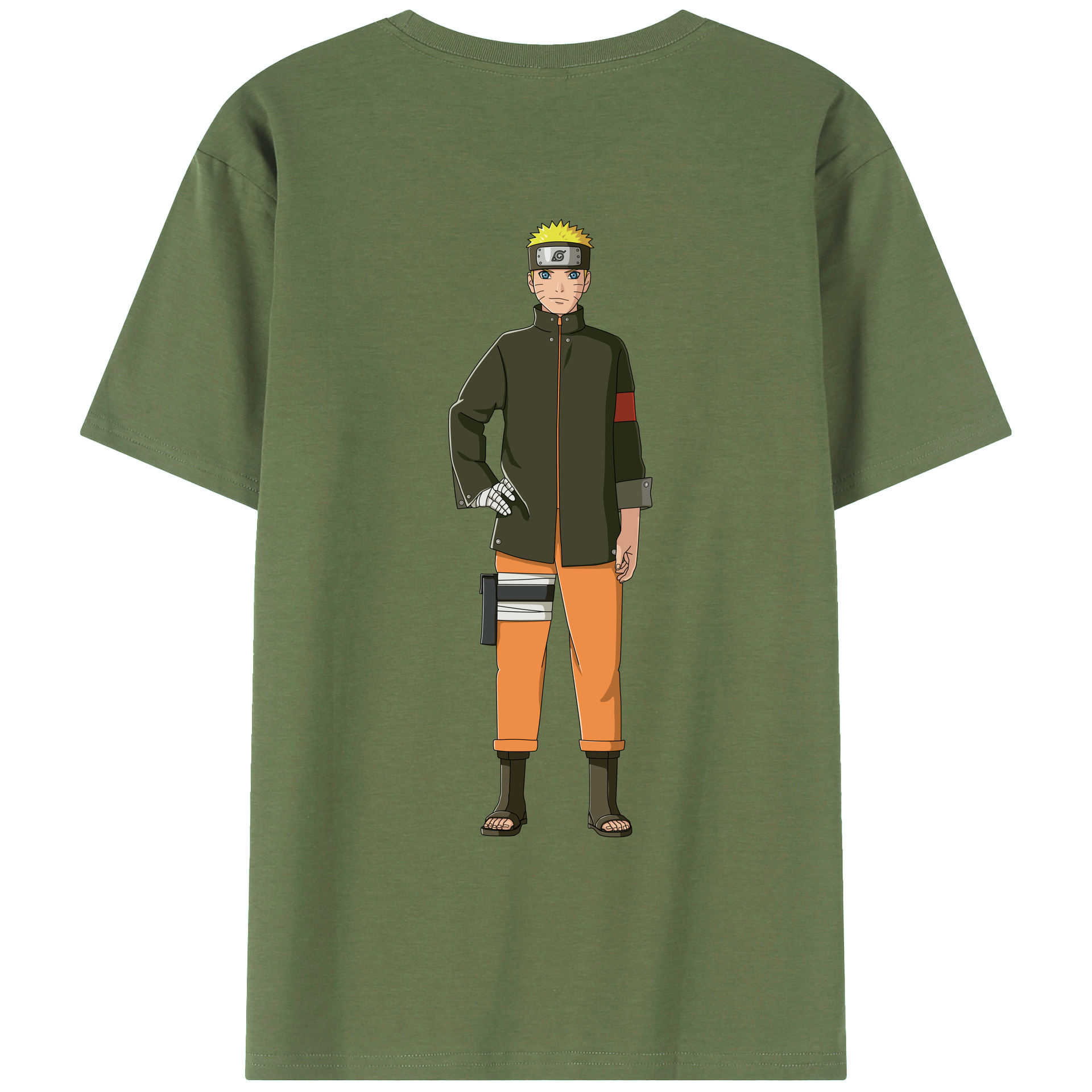 （画像用） NARUTO -ナルト- うずまき ナルト Uzumaki Naruto 綿100％ メンズ半袖Tシャツ（バックプリント） 通気性